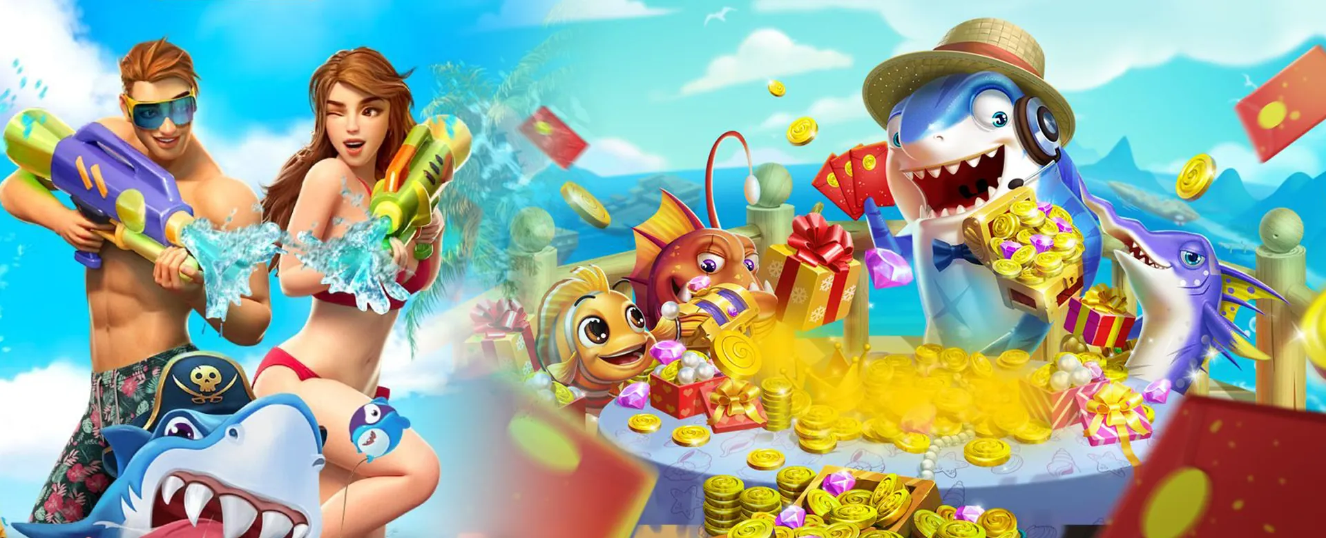 Excited player looking at phjoy online casino interface on a tablet, with gold coins and chips, representing easy registration and big wins